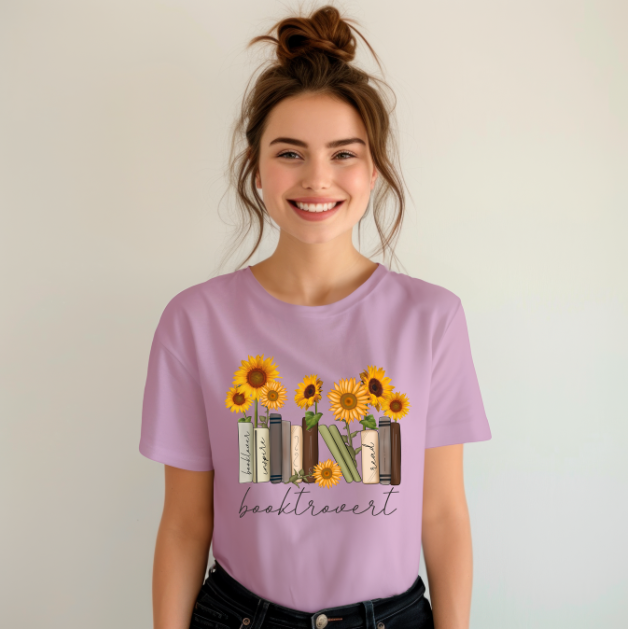 Booktrovert with Sunflowers