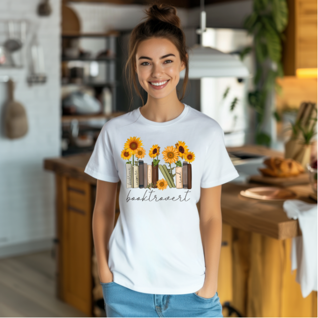 Booktrovert with Sunflowers